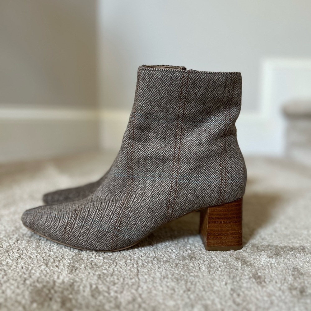 Coconuts by Matisse Herringbone Ankle Boots in Brown and Rust